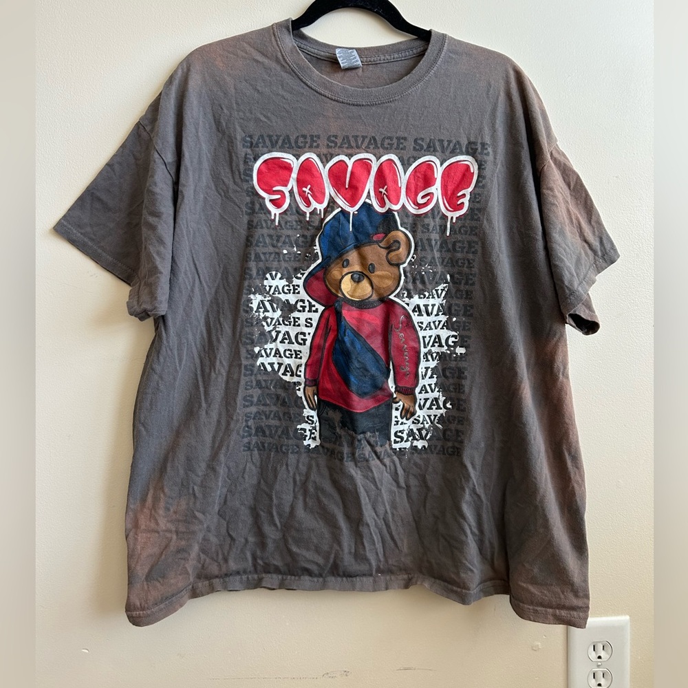 Savage Bear Graffiti Streetwear Grunge Punk Graphic Tee T-Shirt